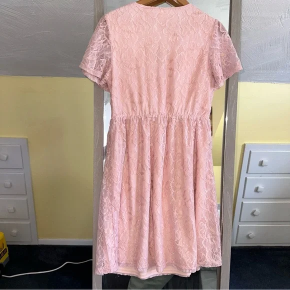 PinkBlush Maternity Lace Short Sleeve Dress Women's Medium NWT Tie Waist Girly - Picture 10 of 10